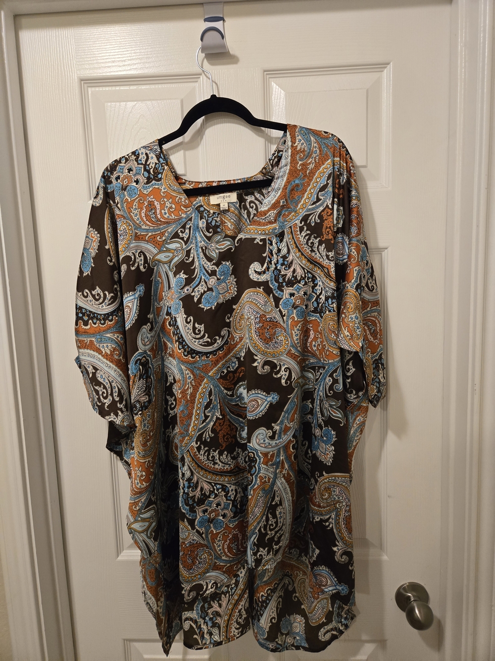 Women's Paisley Print Blouse - Brown & Blue